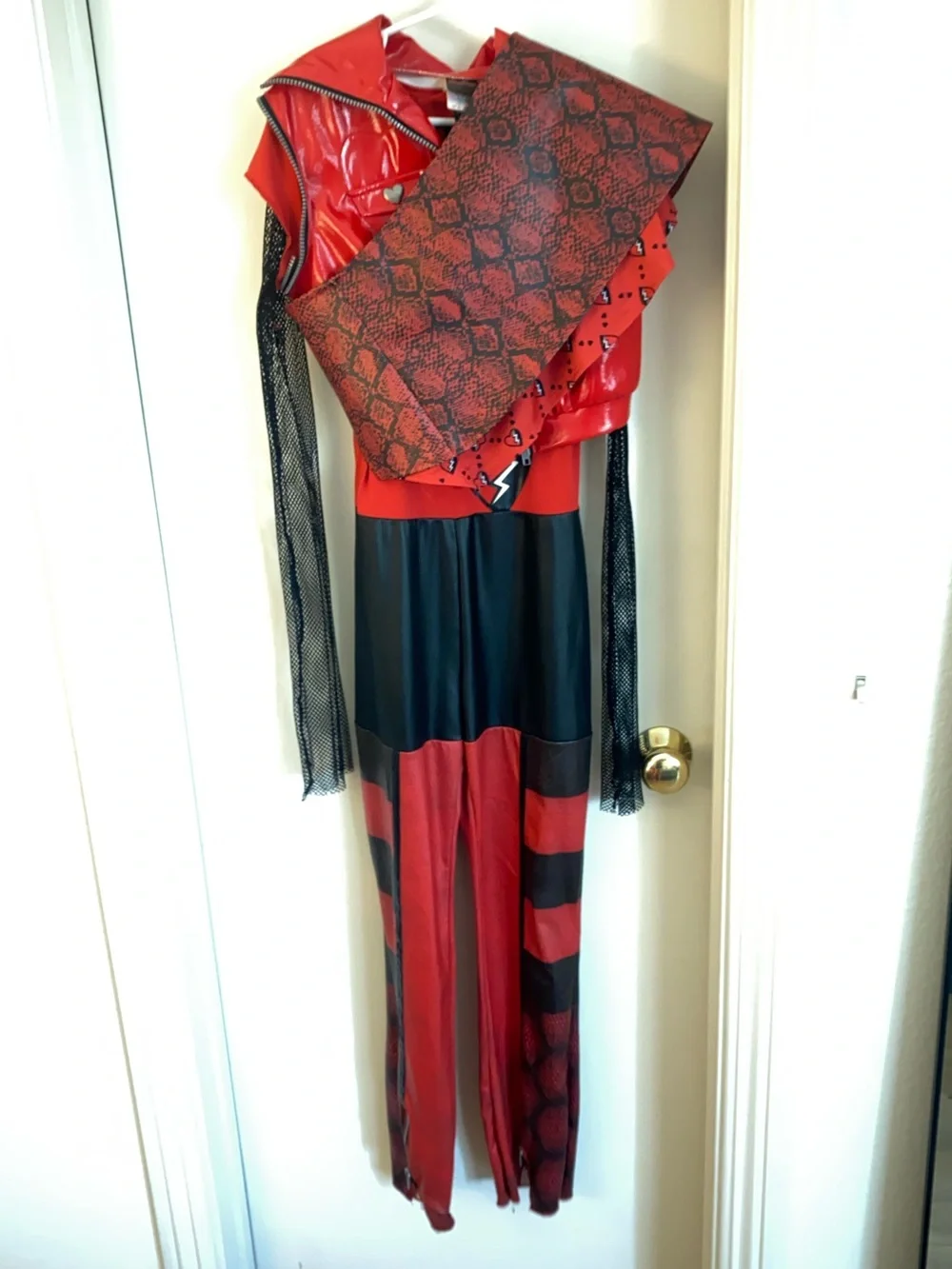 Disney Descendants Red Faux Leather Jacket with Black Inner Pattern